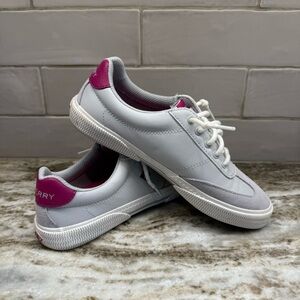 SPERRY Women’s Pier Wave Refresh Slip-On Leather Sneakers Size 7 Gray/Pink